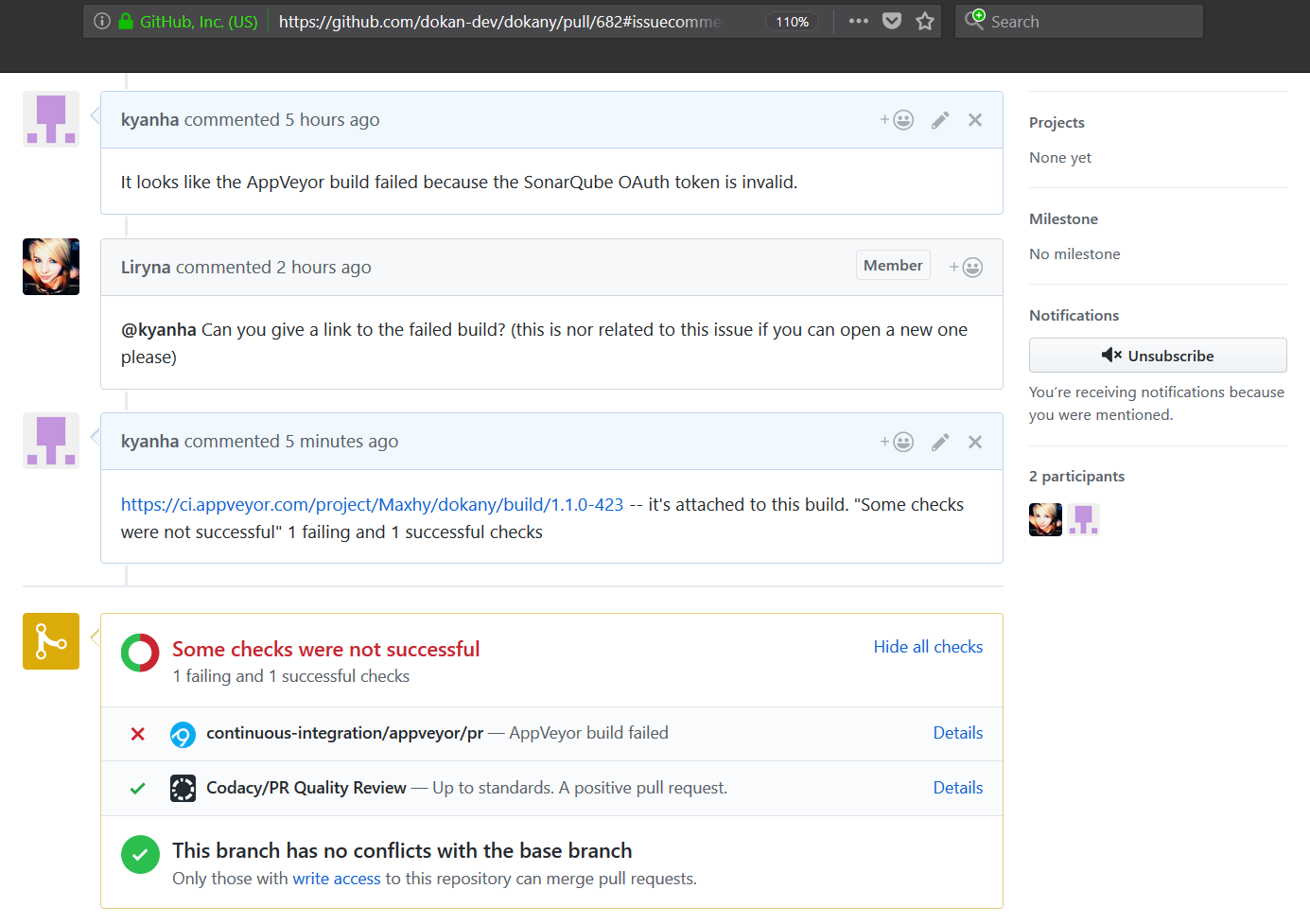 Shown on pull request #682, error in AppVeyor build · Issue #689 ...