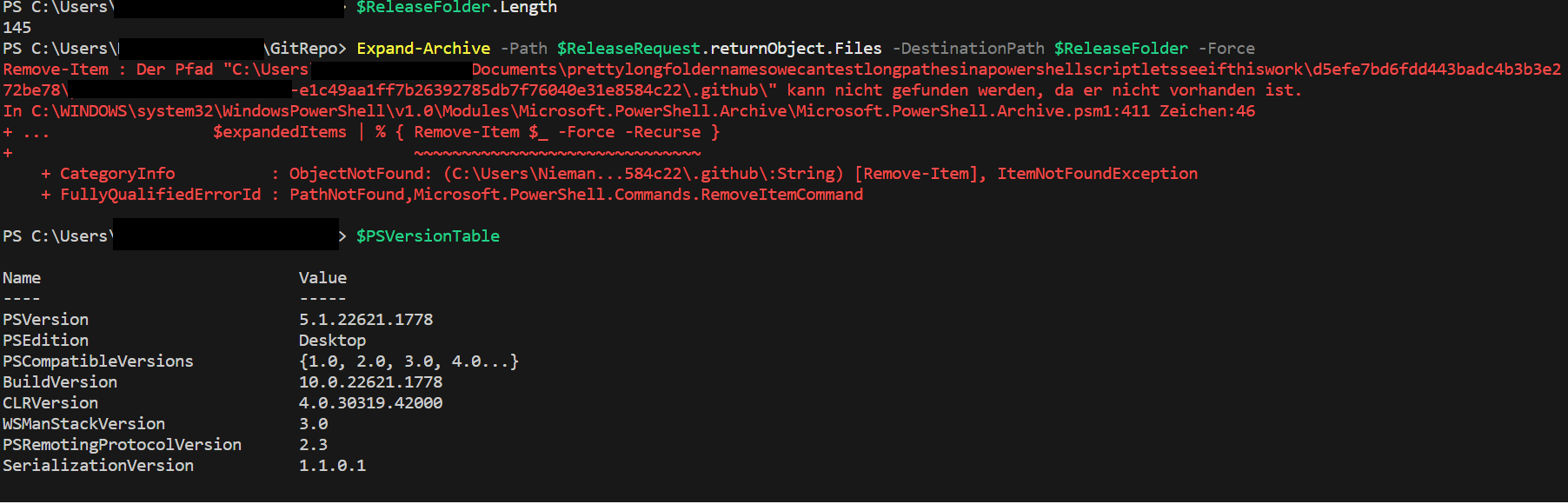 Instead of throwing "Path too long" error, ExpandArchive throws errors about removing non