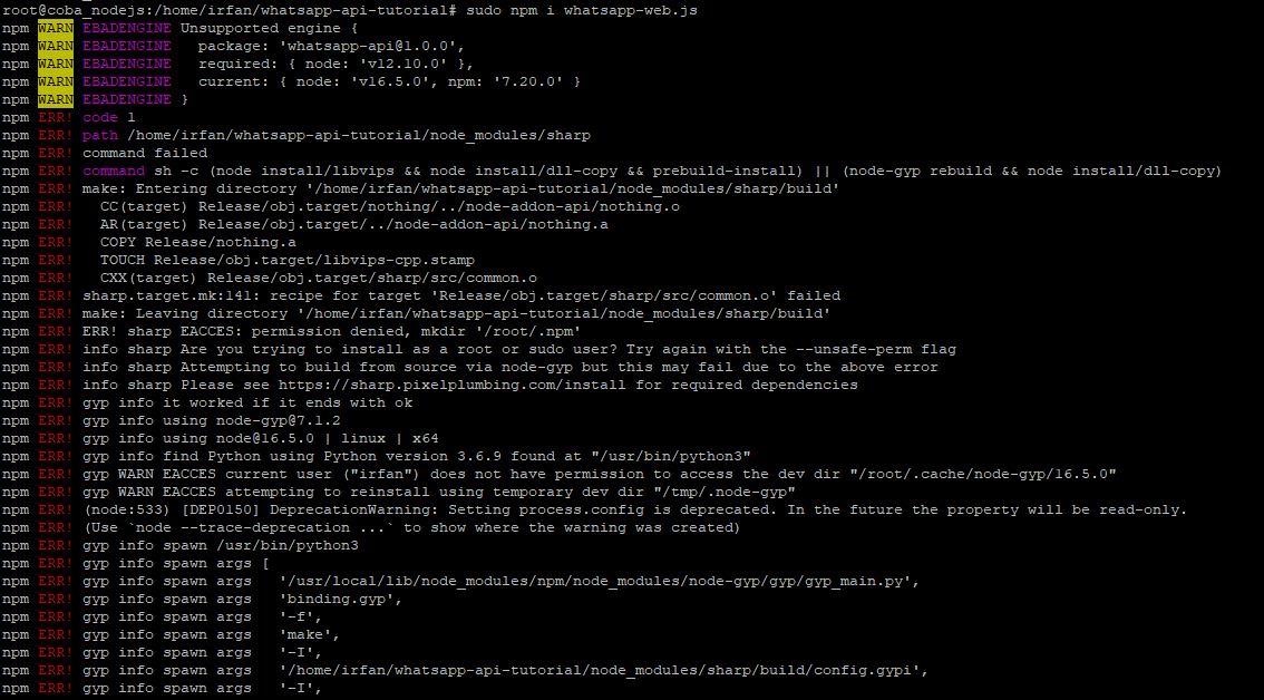 Cannot Install Library · Issue #796 · wwebjs/whatsapp-web.js · GitHub