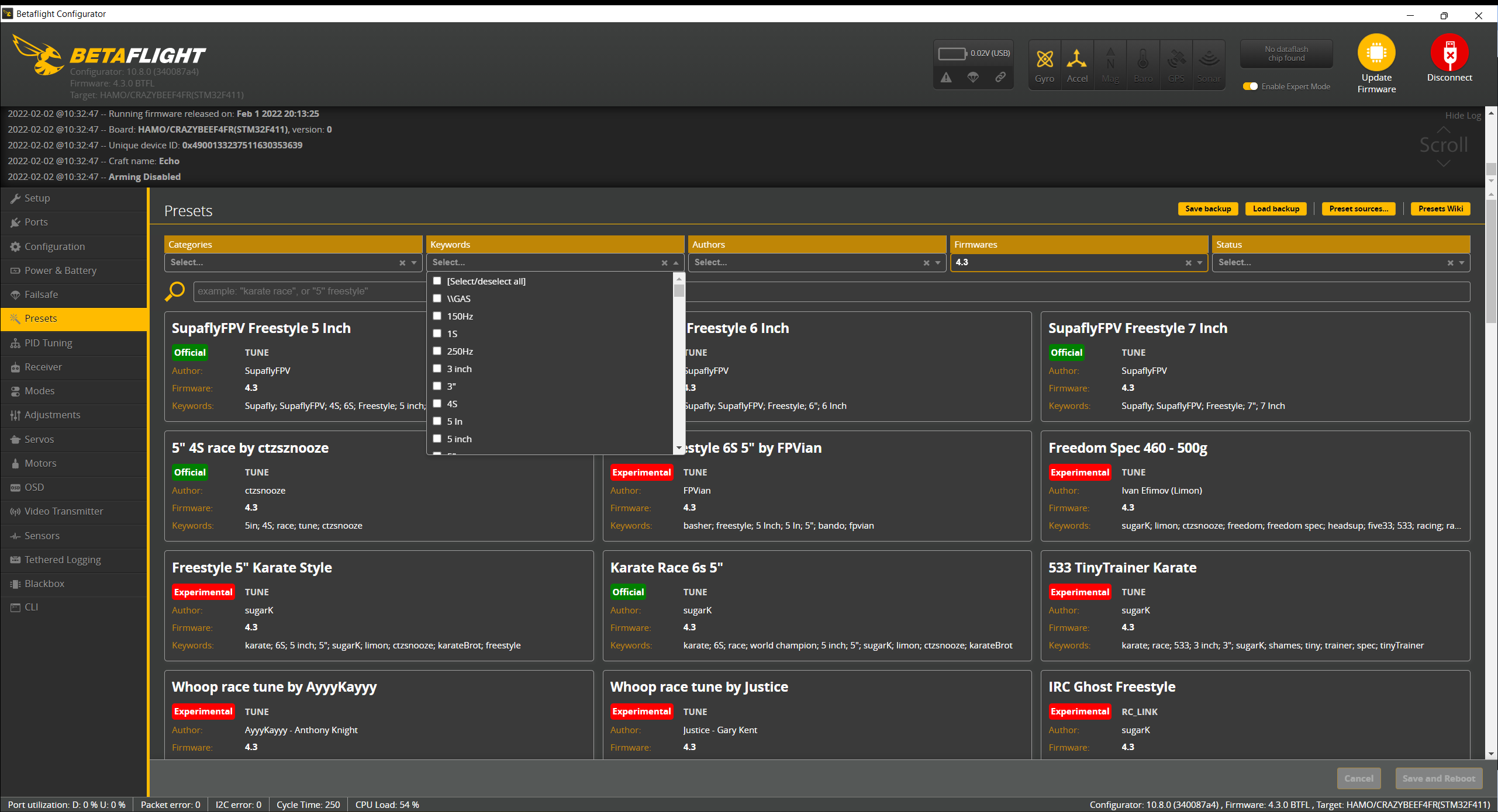 Can't scroll down the Keywords dropdown within Presets · Issue 2789