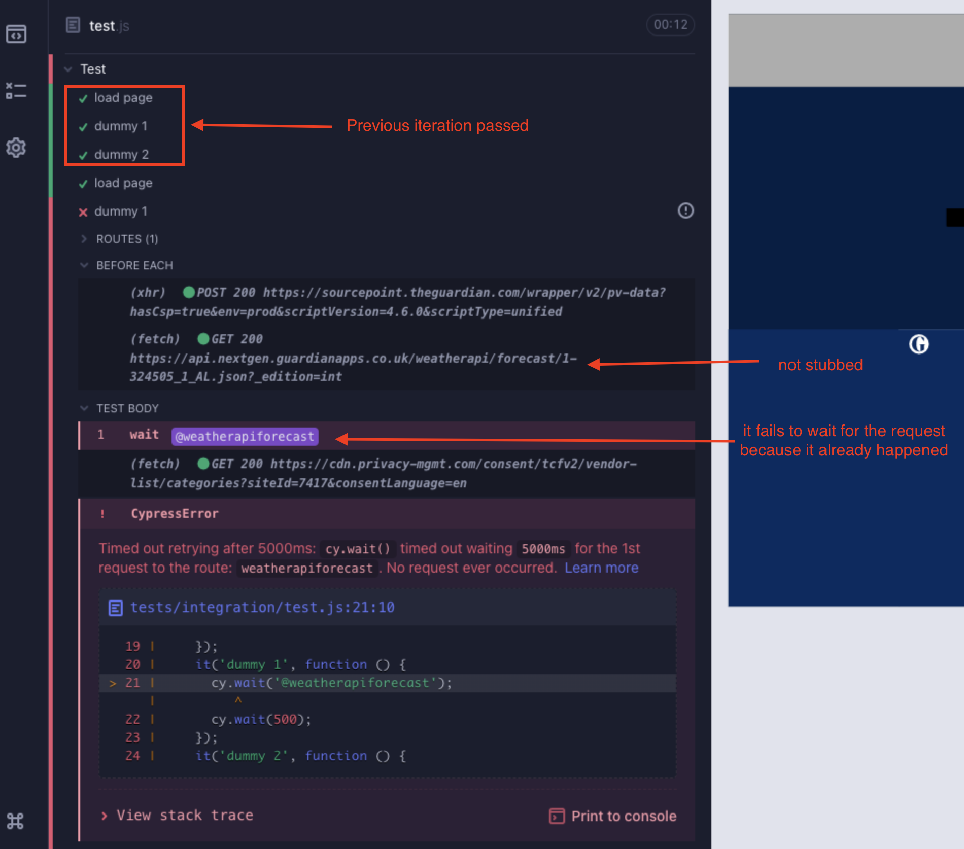 Stubbed requests sometimes slip through as the real ones · Issue 25989