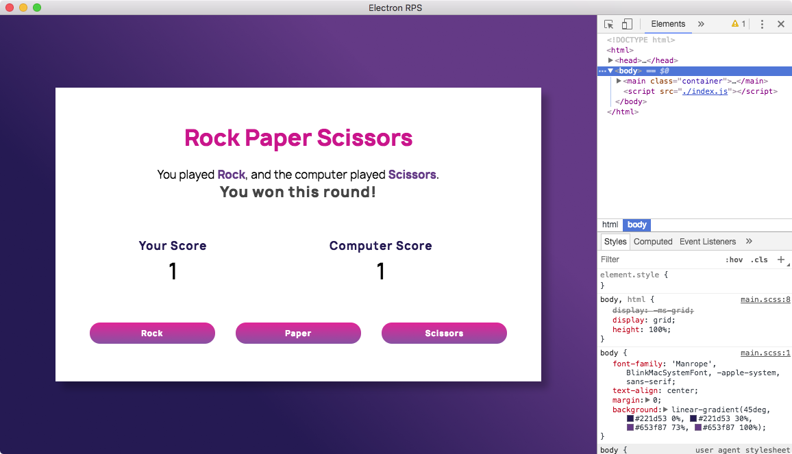 GitHub - SidDays/ElectronRPS: Sample app made in Electron