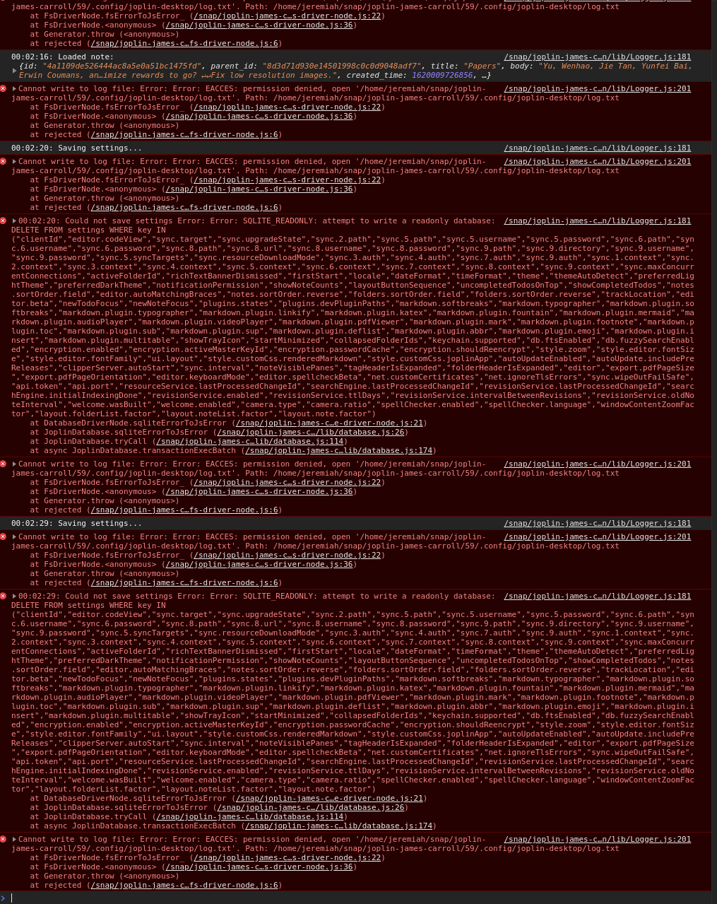 Notes disappear when I reload page, only fix is restarting Joplin ...