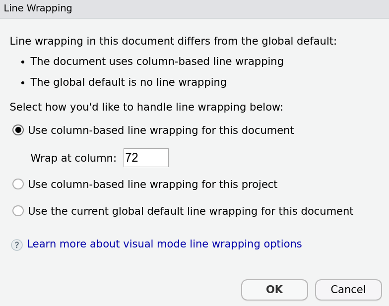 Add "Use sentencebased line wrapping" as an option when switching to