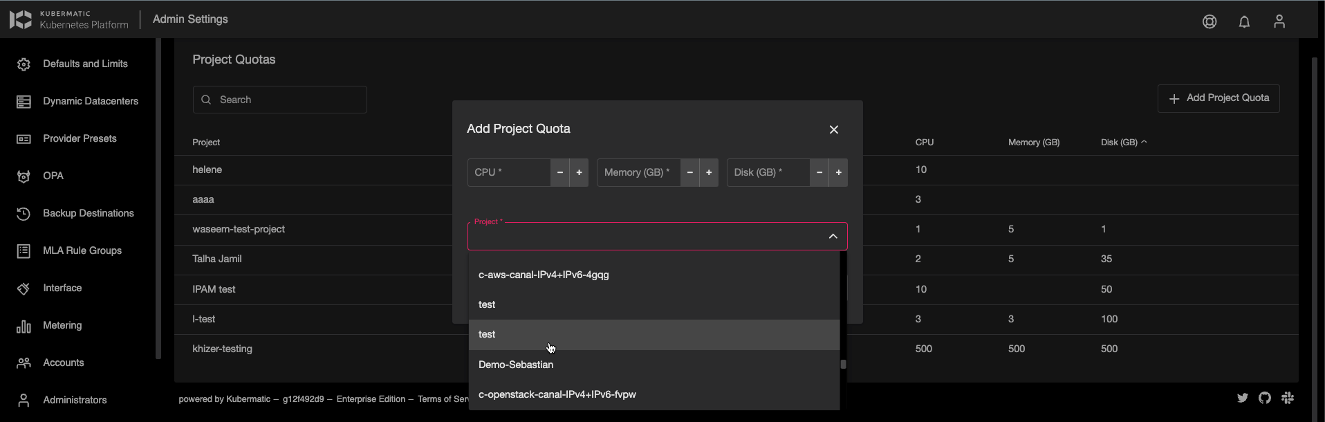 Issues with Resource Quotas · Issue #4740 · kubermatic/dashboard · GitHub