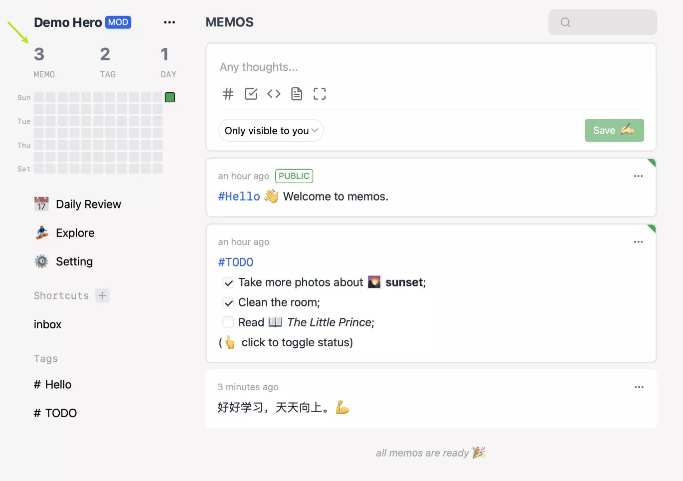 请问Memos热力图上显示数量和天数的功能还会回归吗？ · Issue #1439 · usememos/memos · GitHub
