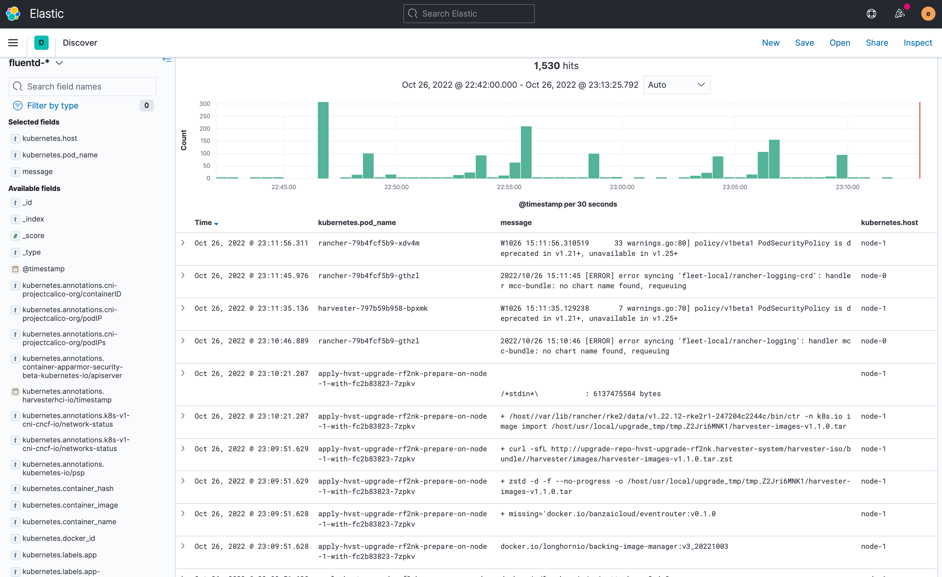 Leveraging rancher logging for Collecting Upgrade related Logs