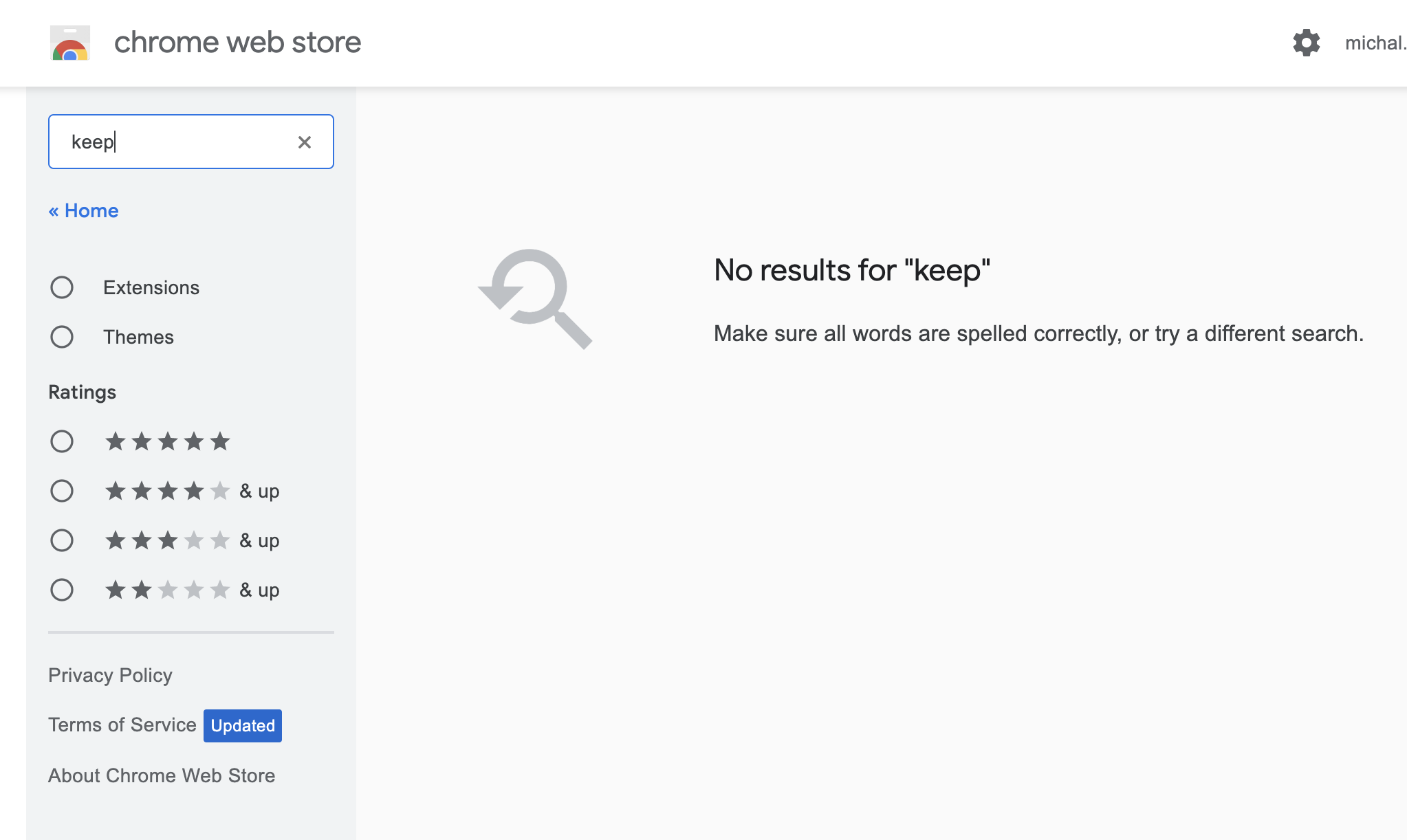 Chrome Store search not returning any results byr any search · Issue