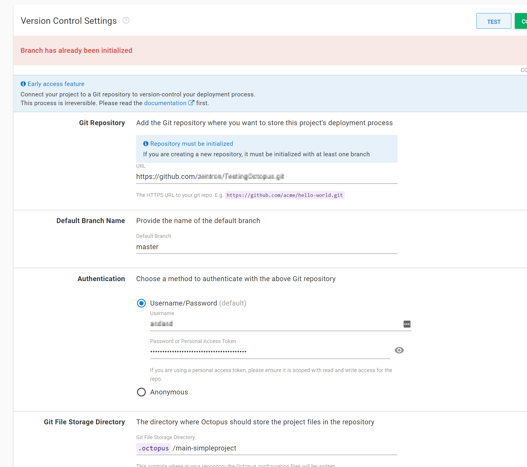 Recreating a Version Controlled Project pointing to an existing repo ...