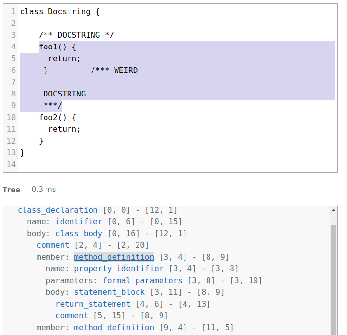 Incorrect tree structure with coment starting in same line as closing ...