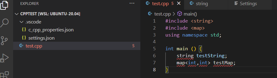 c/c++ intellisense Can't resolve c++ stl identifier like "string","map ...
