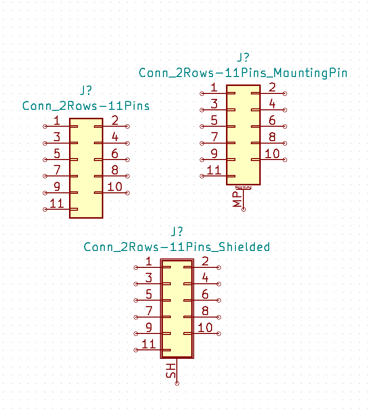 Add new symbols for dual row connectors with odd pin count (!577 ...