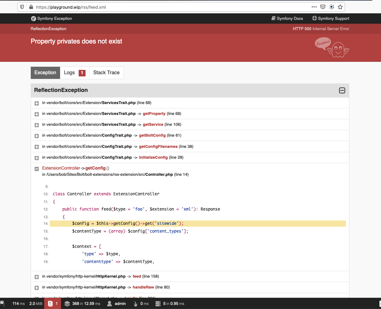 Figure out why Extensions break in refelction.. · Issue #1524 · bolt ...