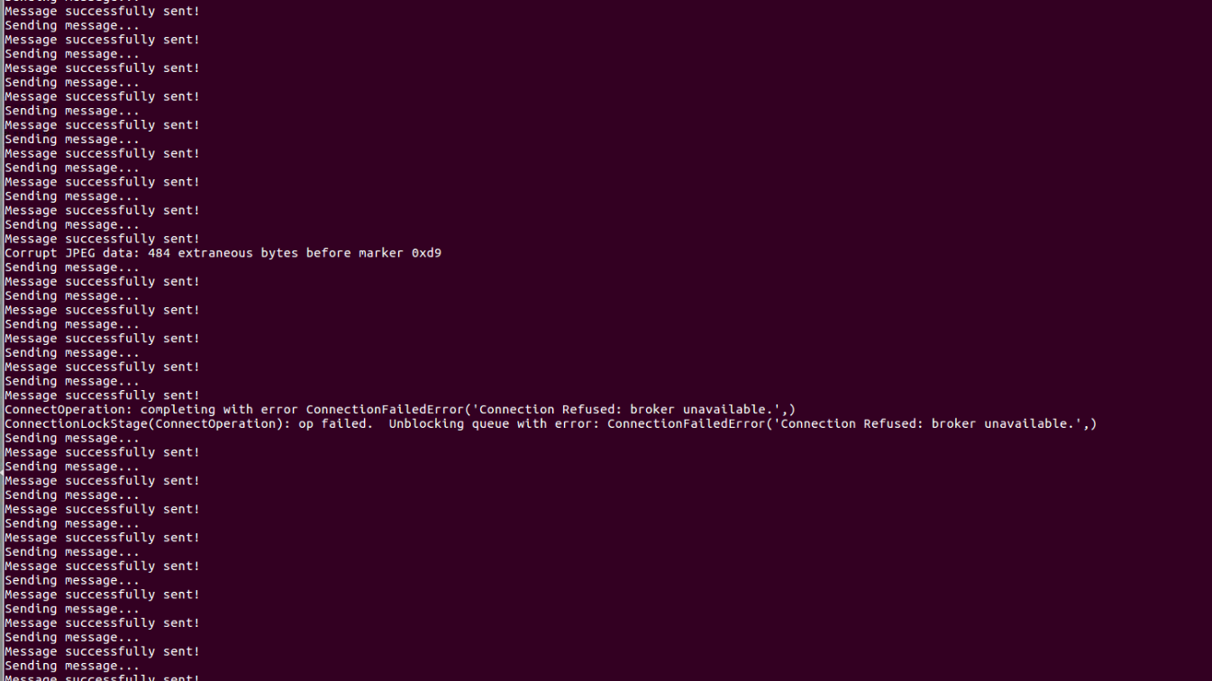 ConnectionFailedError('Connection Refused broker unavailable.') how