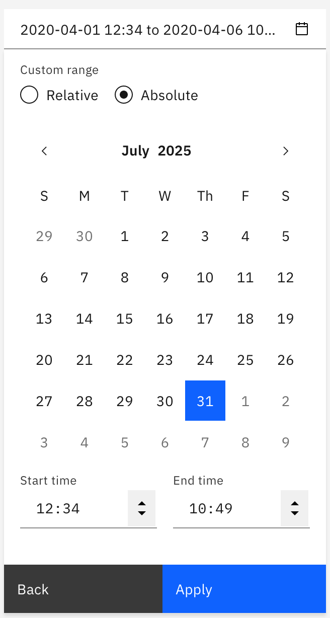 [DateTime Picker] Externally set date range is not selected in calendar ...