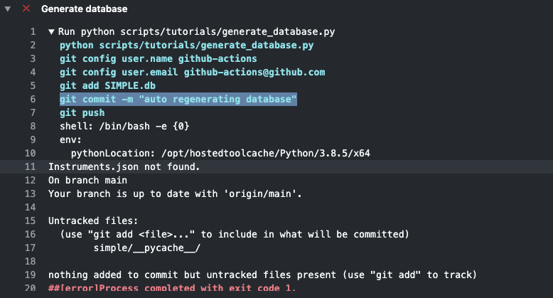 Github Action to regenerate database not working on upstream · Issue ...
