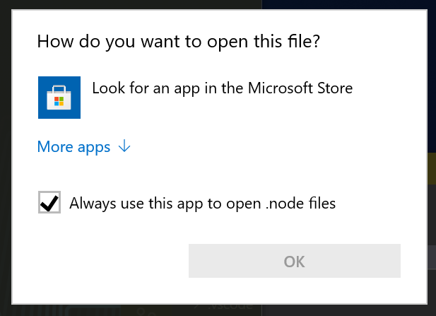 Node-API on Windows: window asking how to execute `.node` file · Issue ...