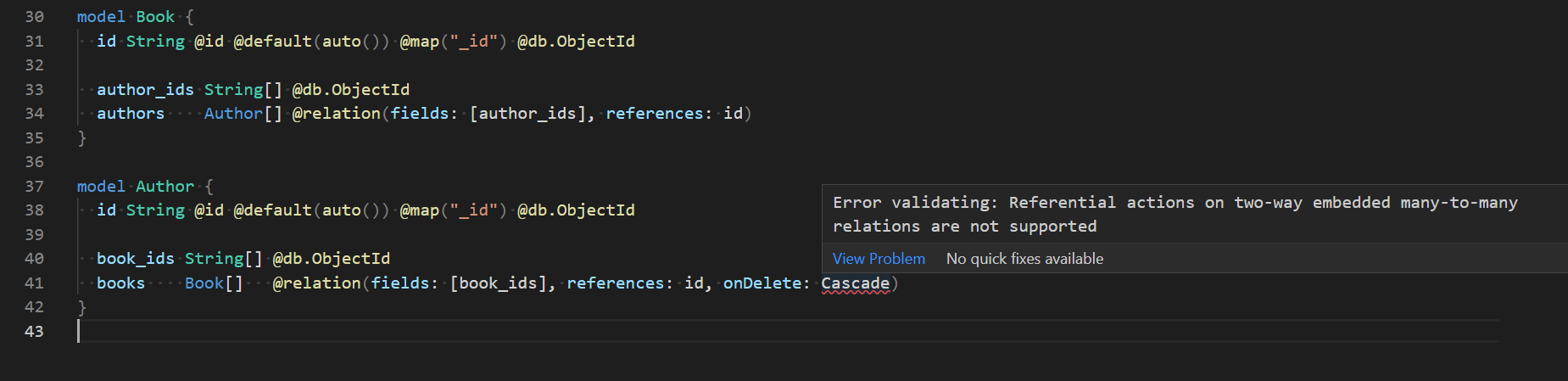 MongoDB M:N relations get referential actions auto completion ...