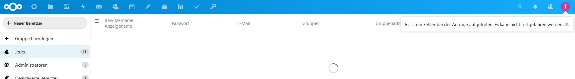 User groups listing produces an error and no users are shown · Issue ...