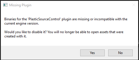 Binaries for PlasticSourceControl plugin are missing or incompatible ...