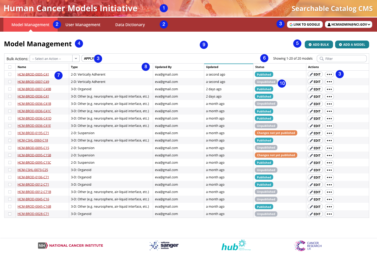 UI Restyle Model Management Page · Issue 547 · ncihcmicatalog