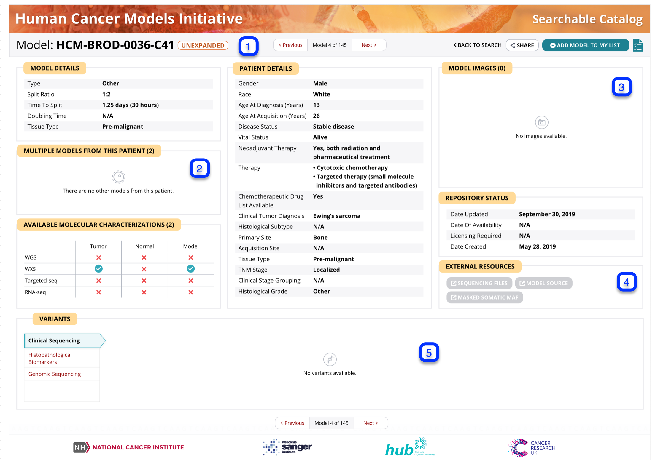 UI Restyle Model Details Page · Issue 602 · ncihcmicatalog/portal