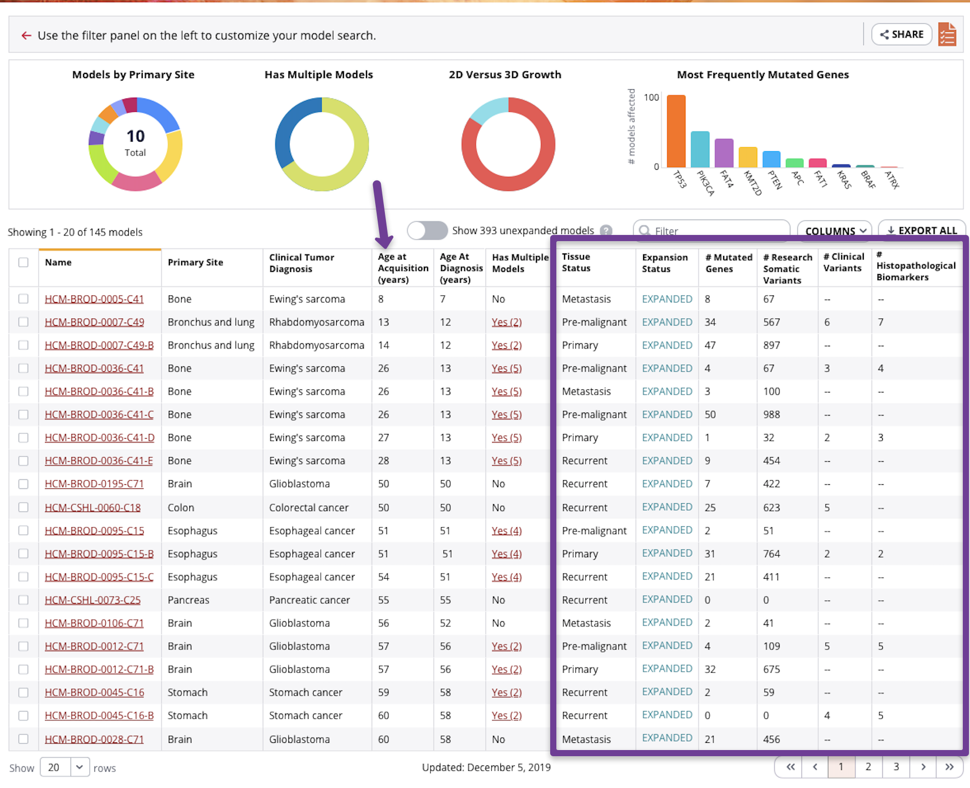 FE Catalog Add table columns for genomic variants · Issue 651