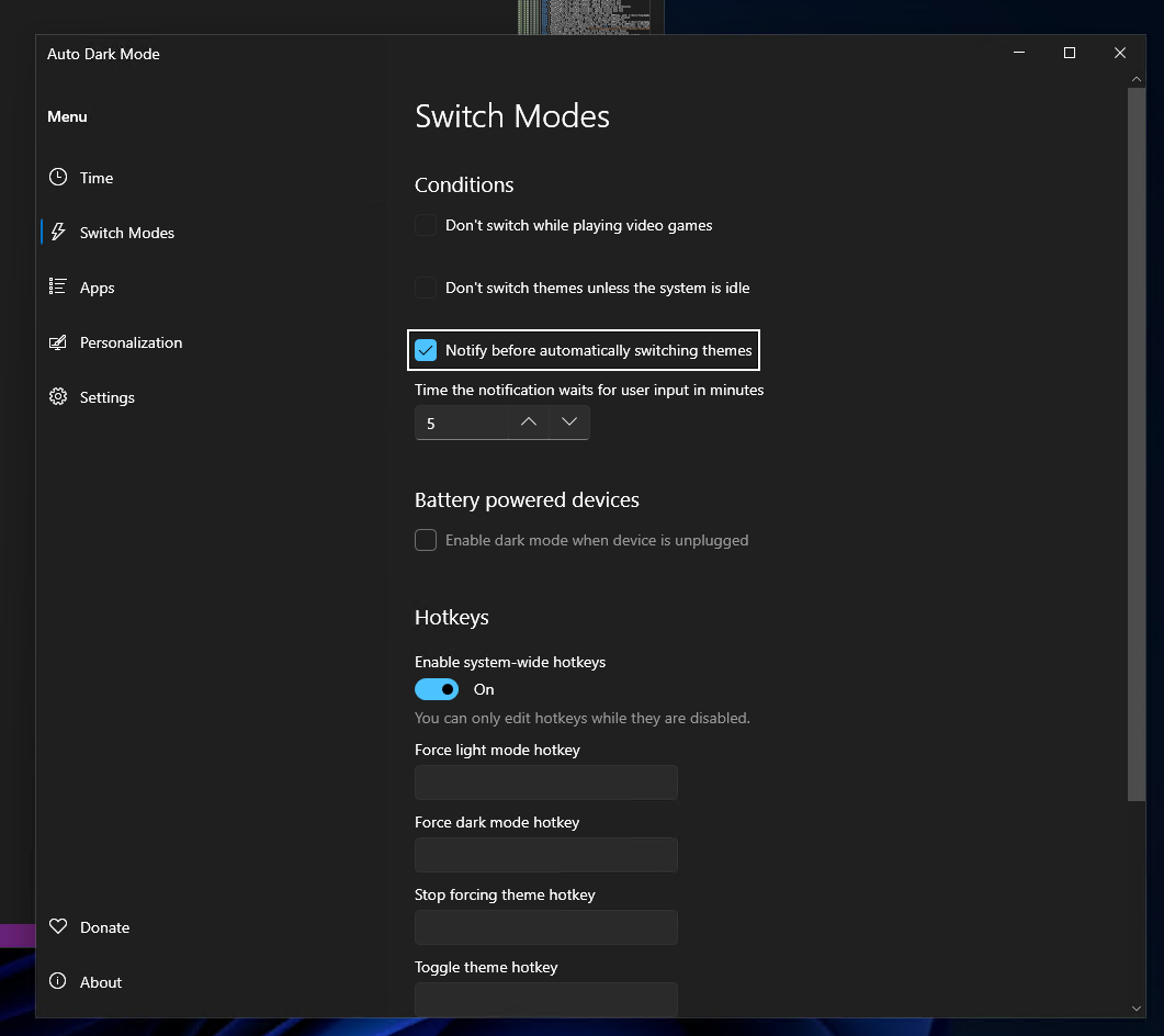 Notification/alert on mode transition · Issue 204 · AutoDarkMode