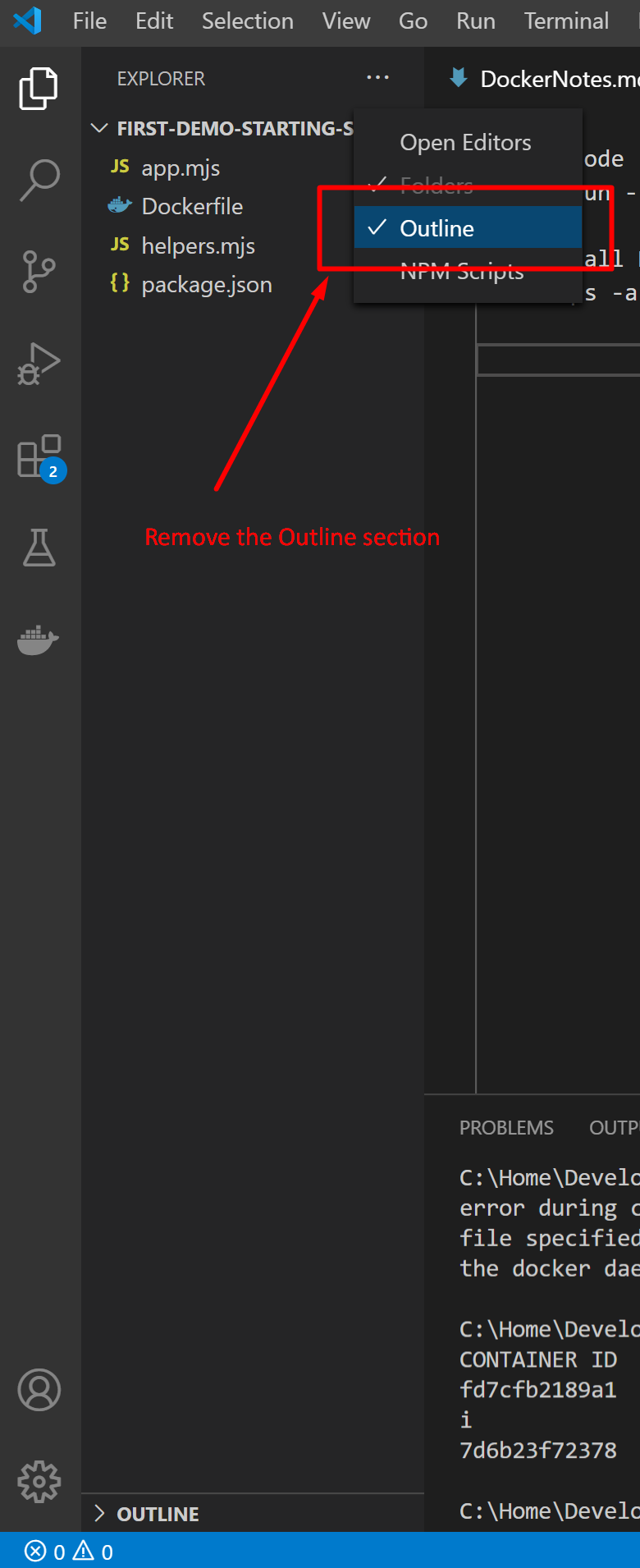 Removing last Explorer section except Folders also removed the Folders ...