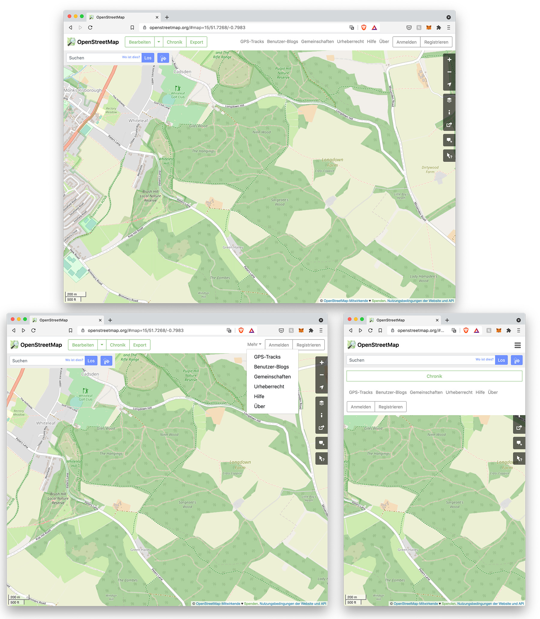 example of site with communities header in german