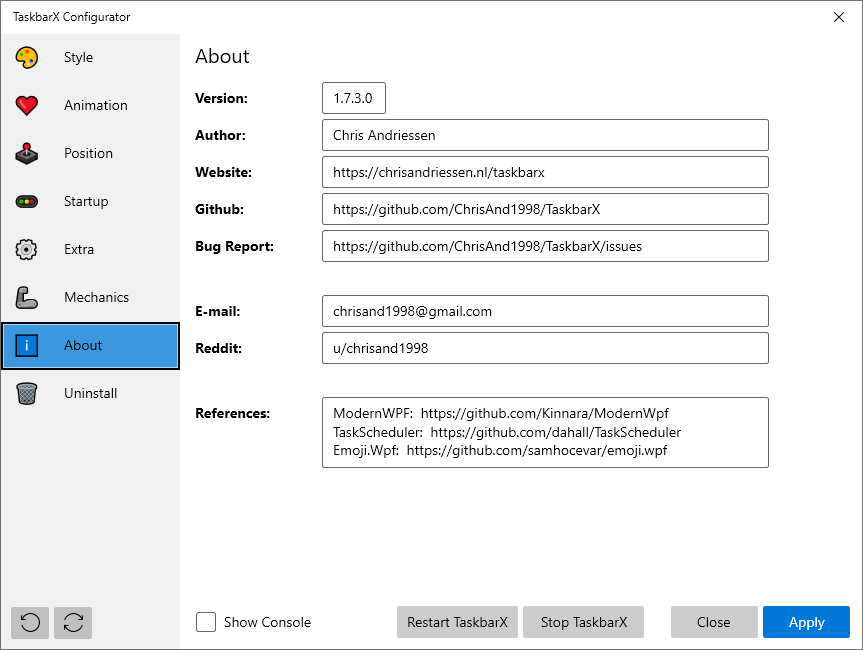taskbarx configurator