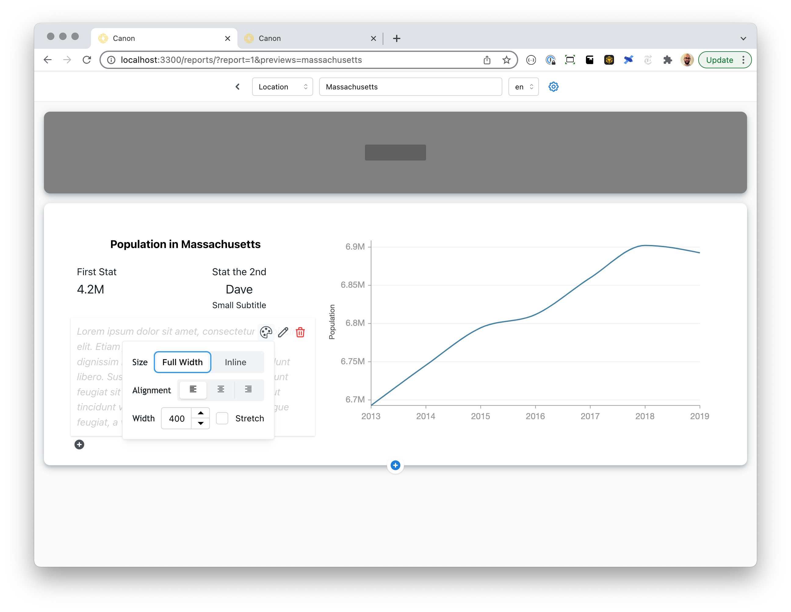 initial styles and layout for frontend report by davelandry · Pull Request 1357 · Datawheel