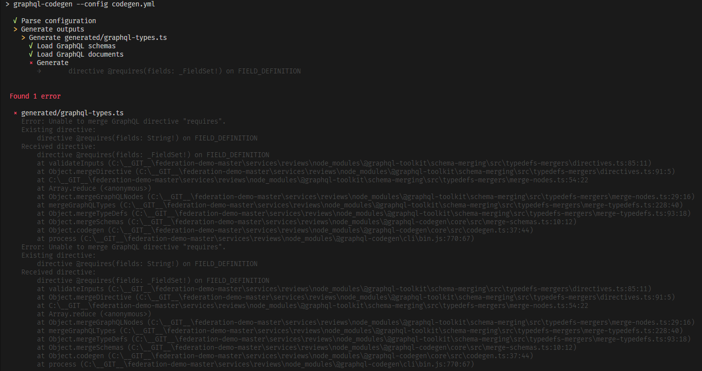 generate federation types error