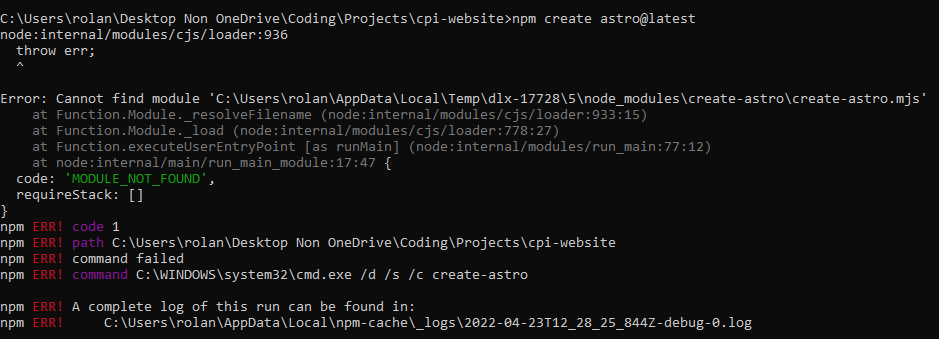 🐛 BUG: Cannot find module AppData\Local\Temp\dlx-17728\5\node_modules ...