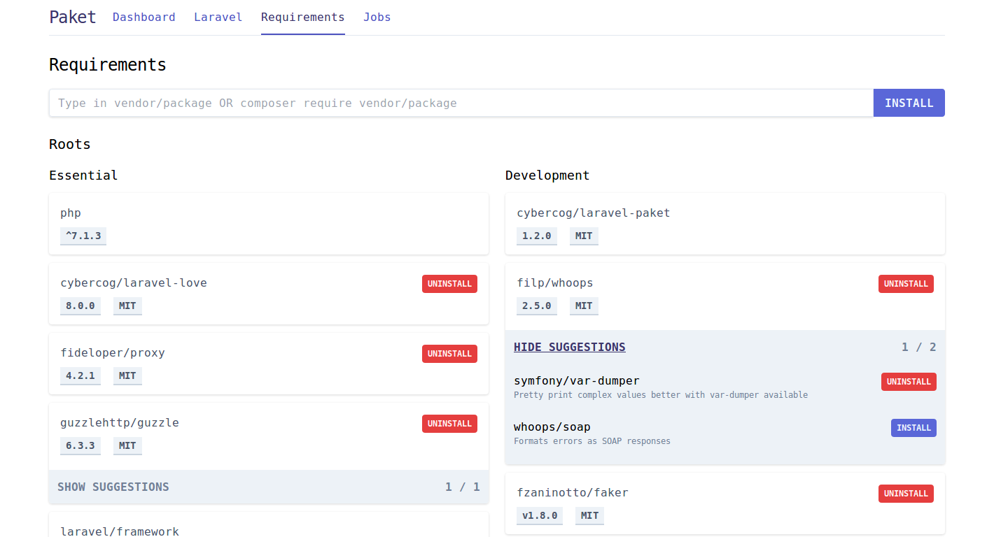 Laravel Paket Requirements