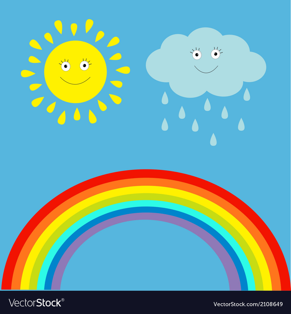 cartoon-sun-cloud-with-rain-and-rainbow-set-vector-2108649