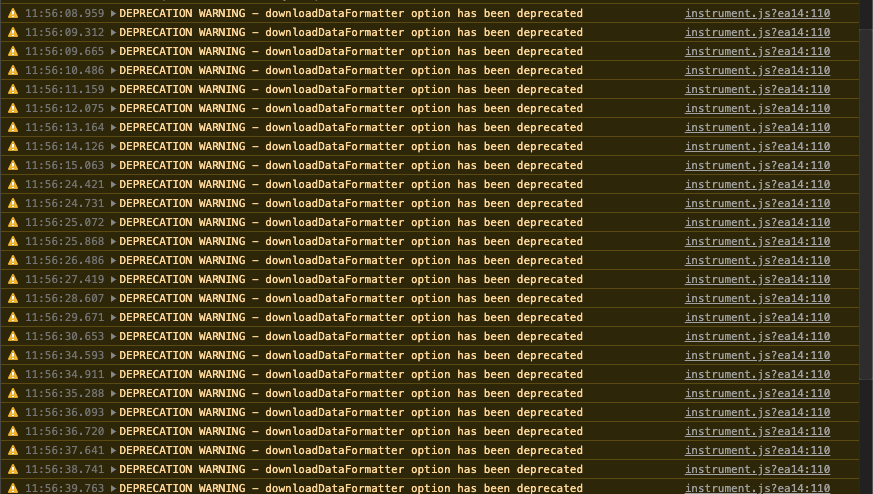 DEPRECATION WARNING - downloadDataFormatter option has been deprecated ...