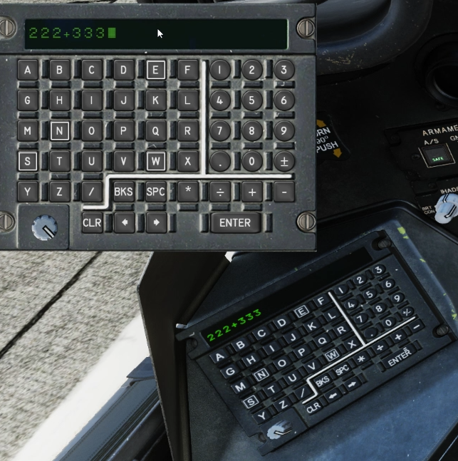 AH64D Keyboard Unit Scratchpad uses a family font Plus Character