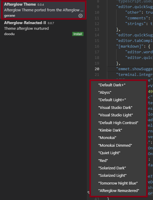 Cannot run theme "Afterglow Theme" · Issue #82658 · microsoft/vscode ...