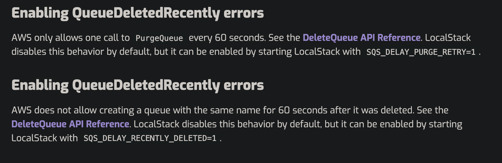 Simple queue service sqs page heading duplication error issue