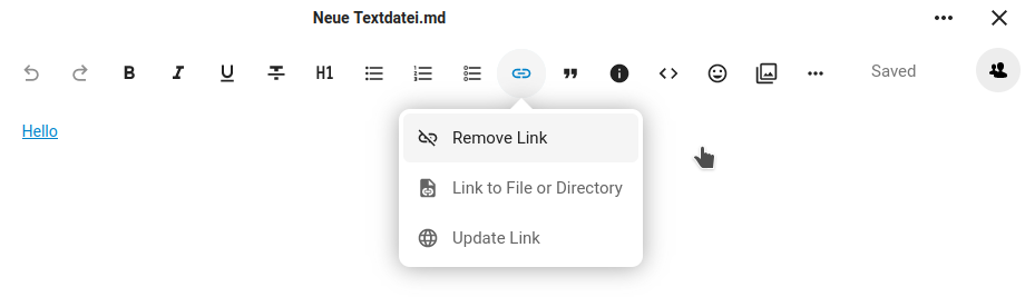 Editing an existing link