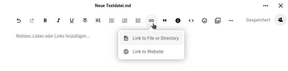 submenu for the links