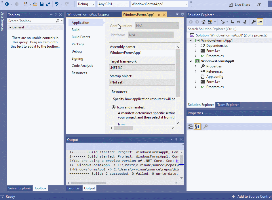 An error occurred after changing the target version of framework ...
