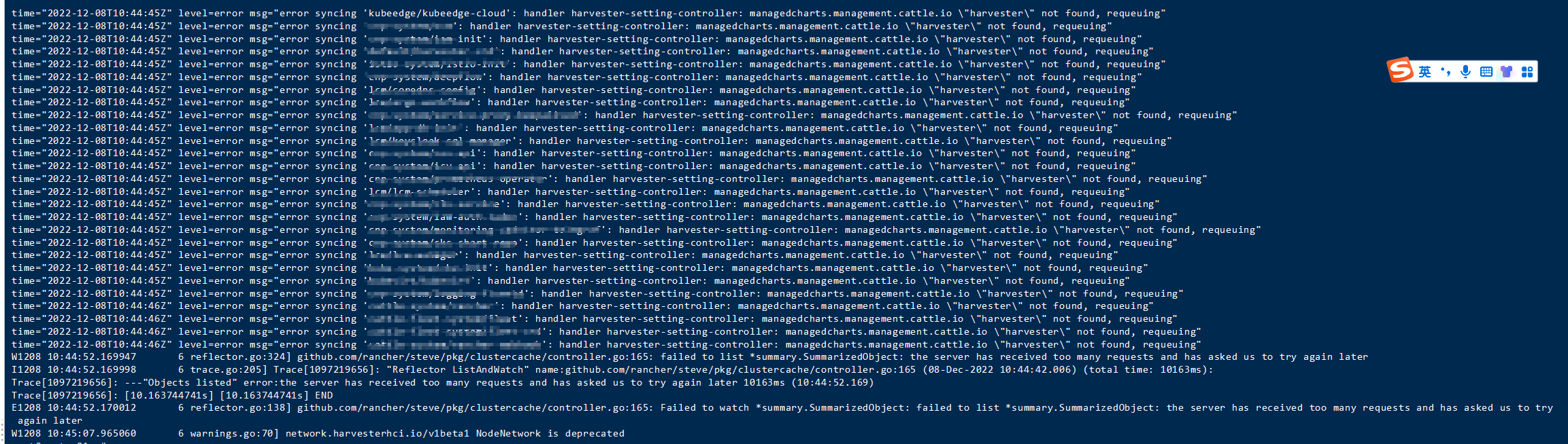 [BUG]managedcharts.management.cattle.io \"harvester\" not found