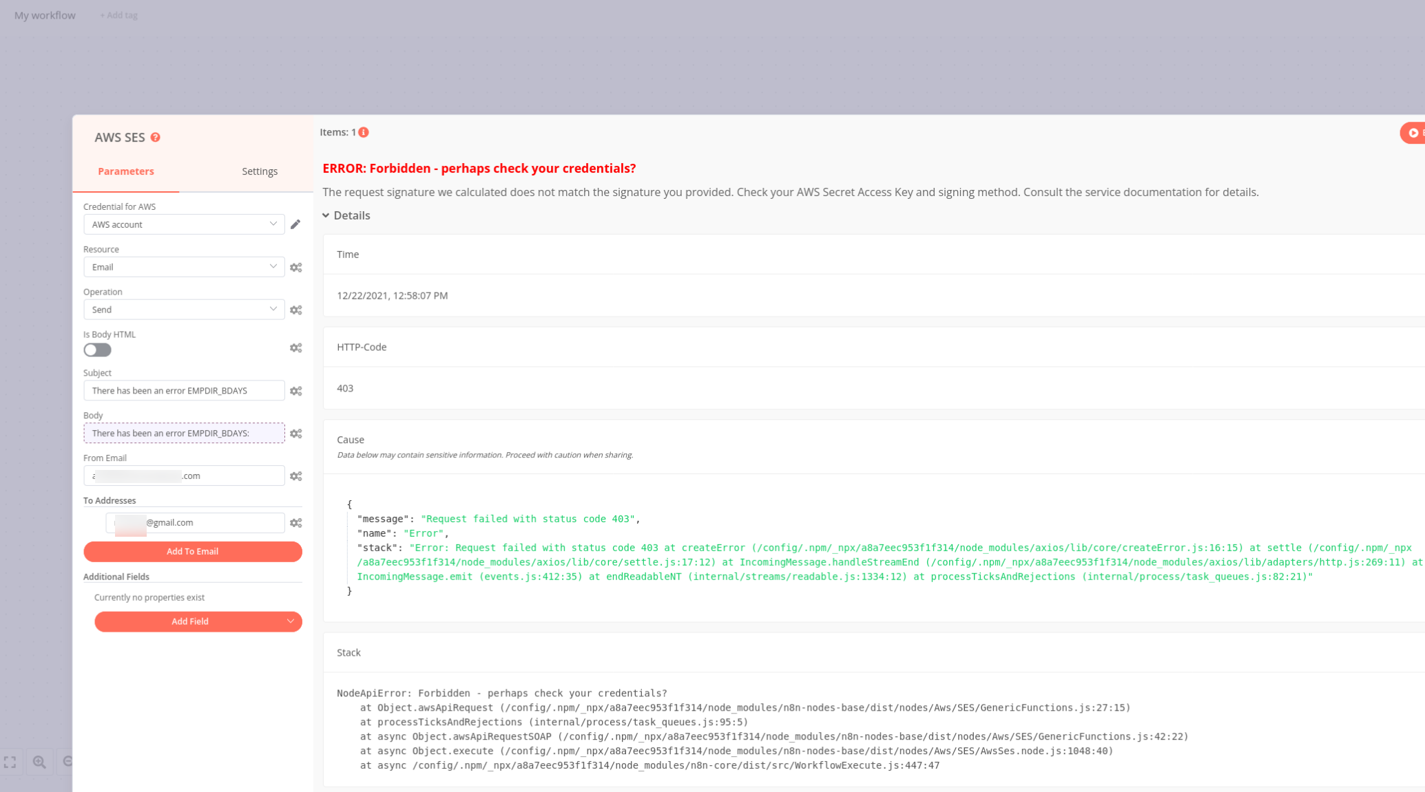 AWS ERROR: Forbidden - perhaps check your credentials? · Issue