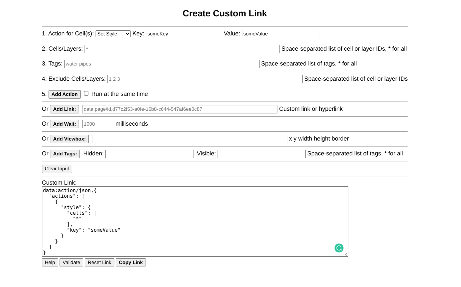The create custom link tool generates not working links when using