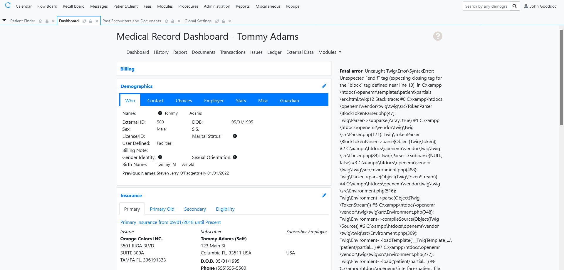 Fatal when newcrop enabled twig issue 4921 openemr openemr github