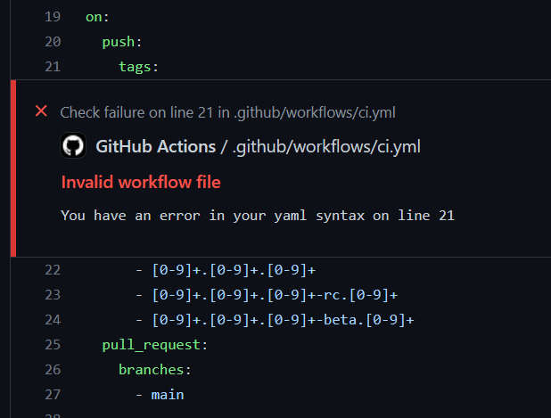 Auto-generated `yaml` file does not have enclosed filter patterns for ...