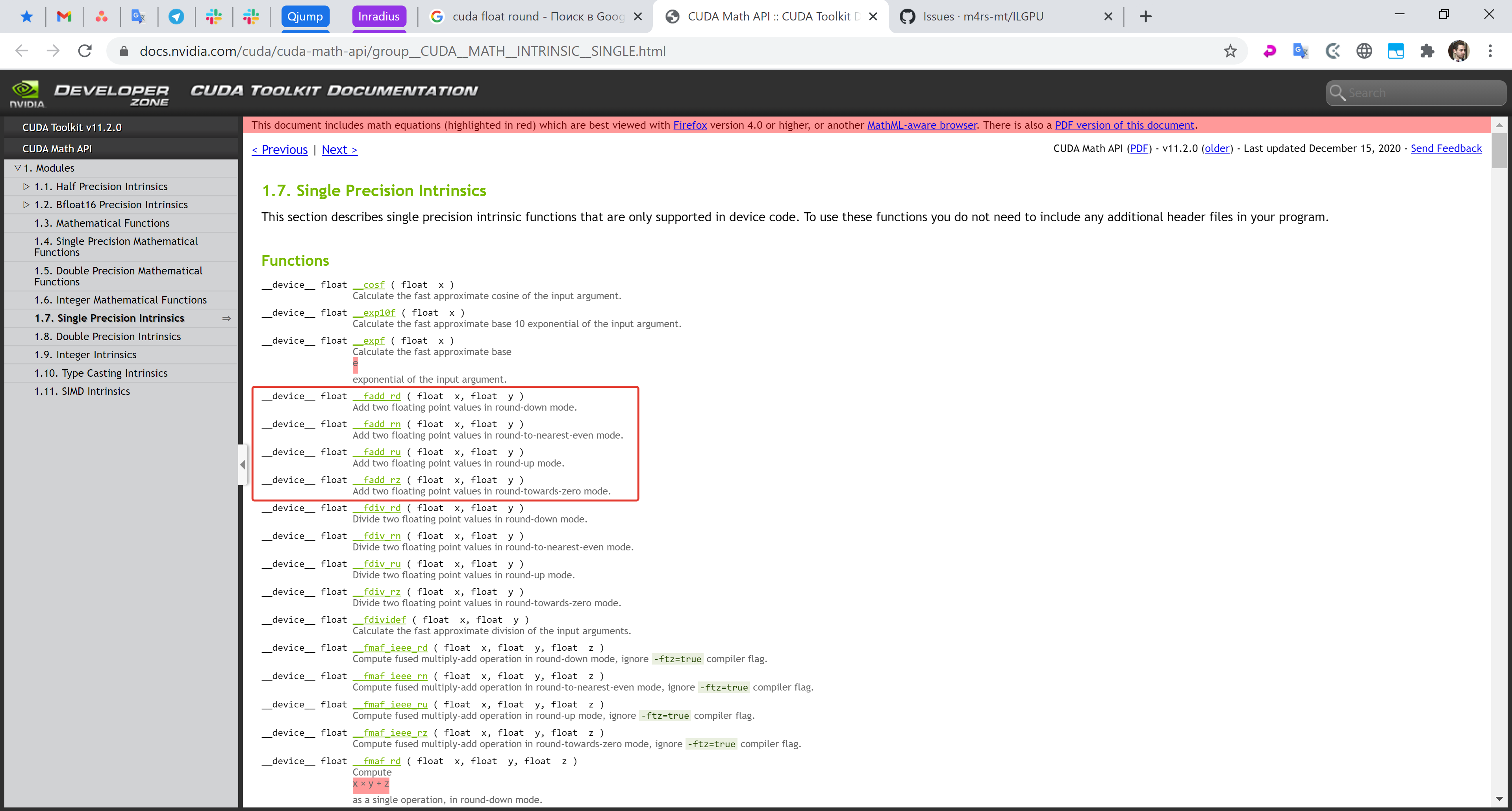 cuda math api example