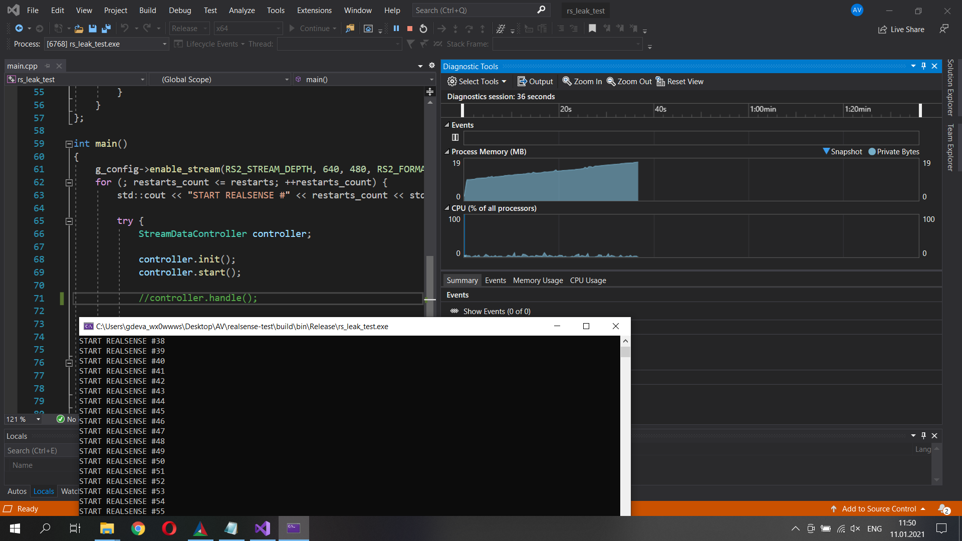 Memory leak on restarting streams · Issue #8091 · IntelRealSense ...